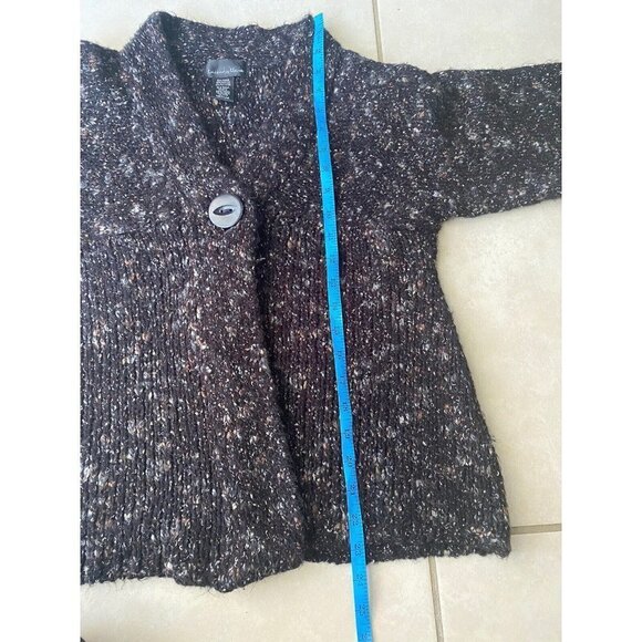 Brittany Black Bulky Knit One Button Cardigan Sweater Woman's Size M - Picture 8 of 8